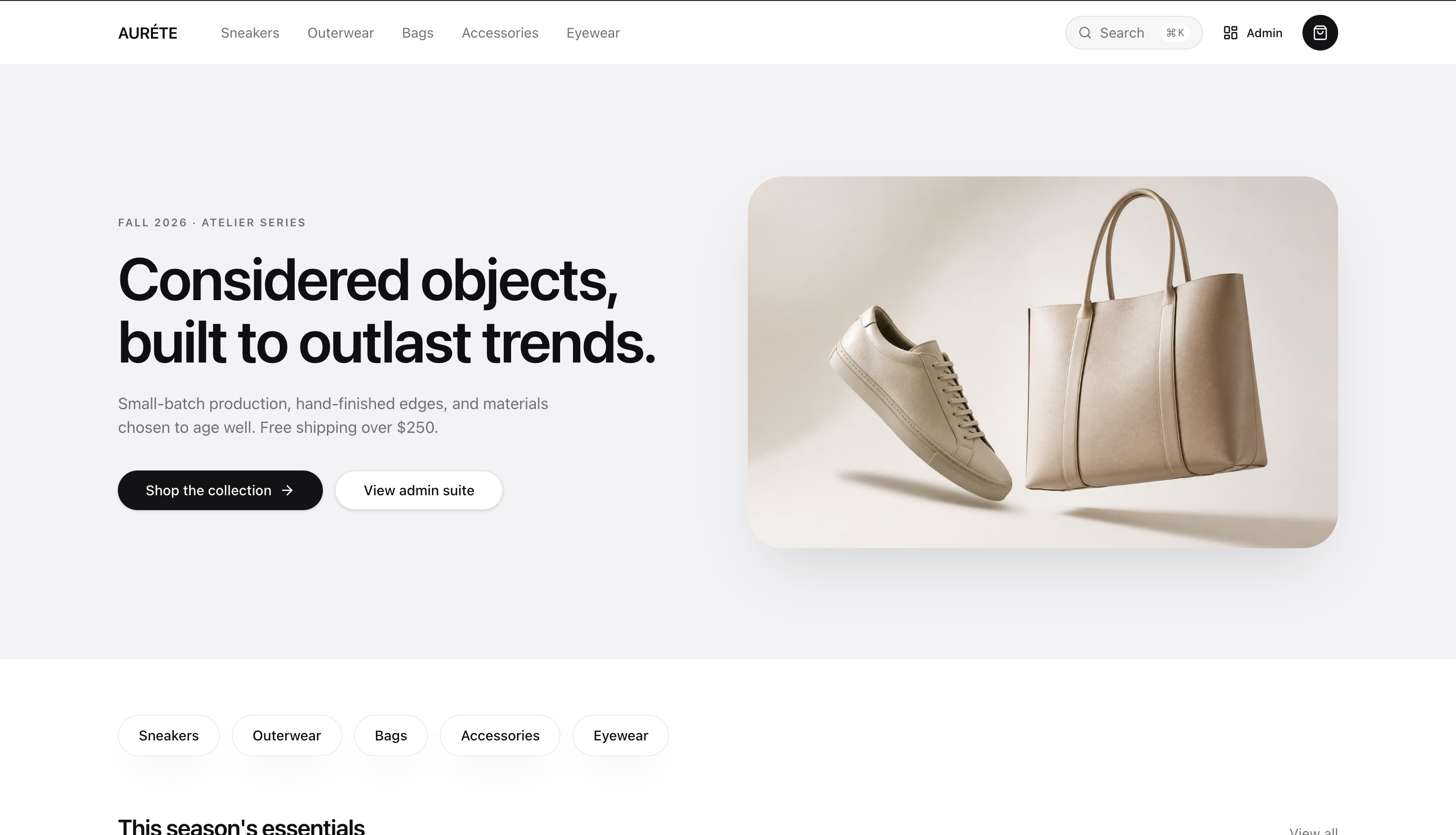 E-commerce storefront and admin panel