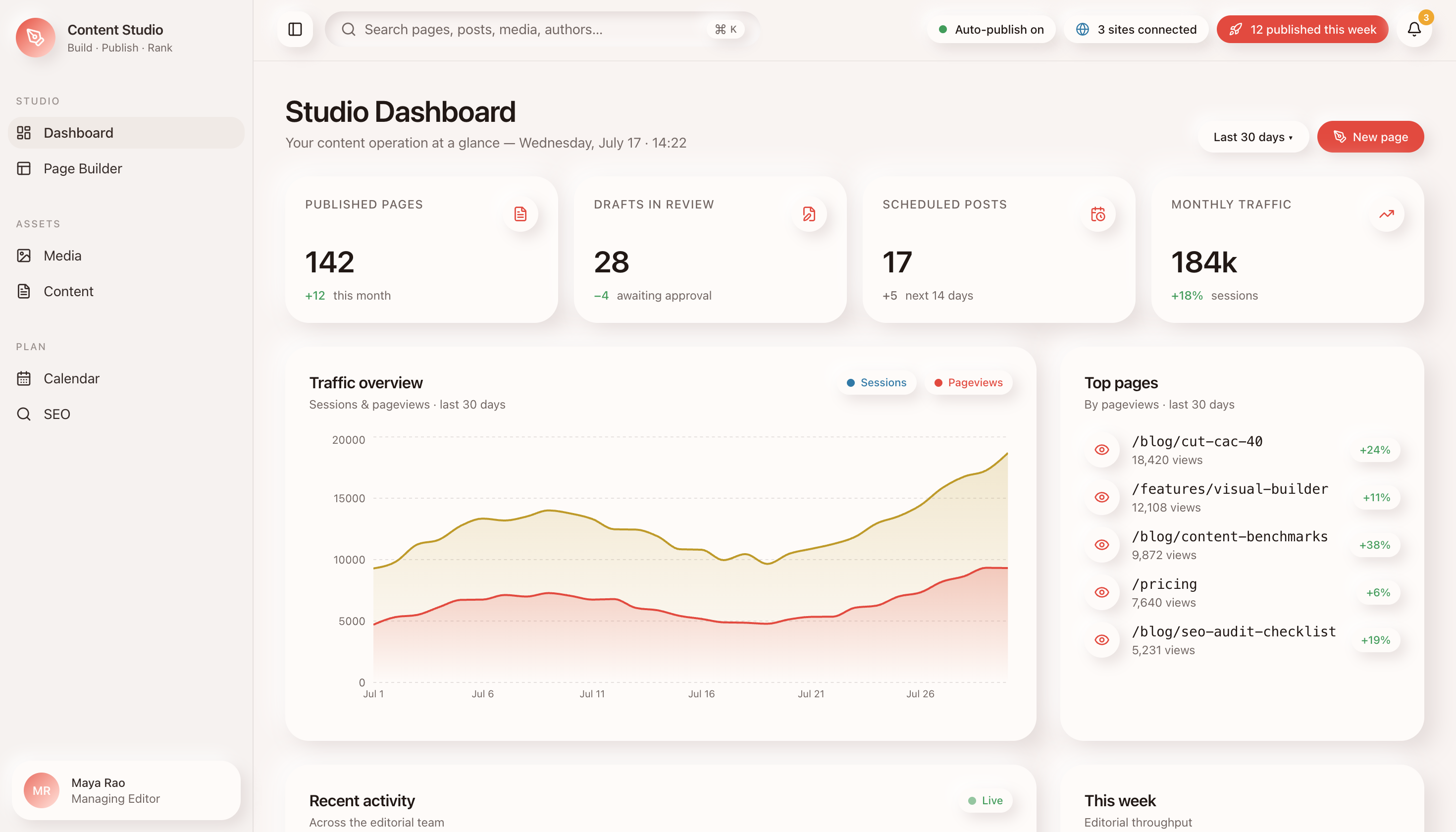 Content Management (CMS) — UI screenshot