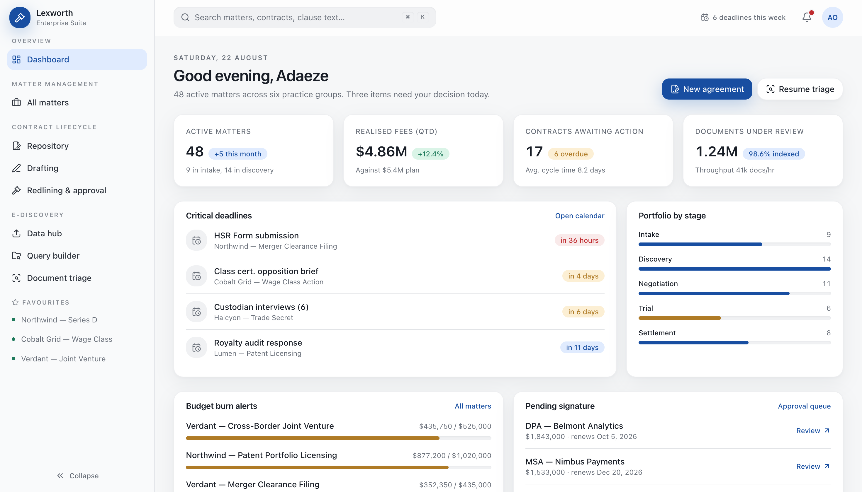 LegalTech — UI screenshot