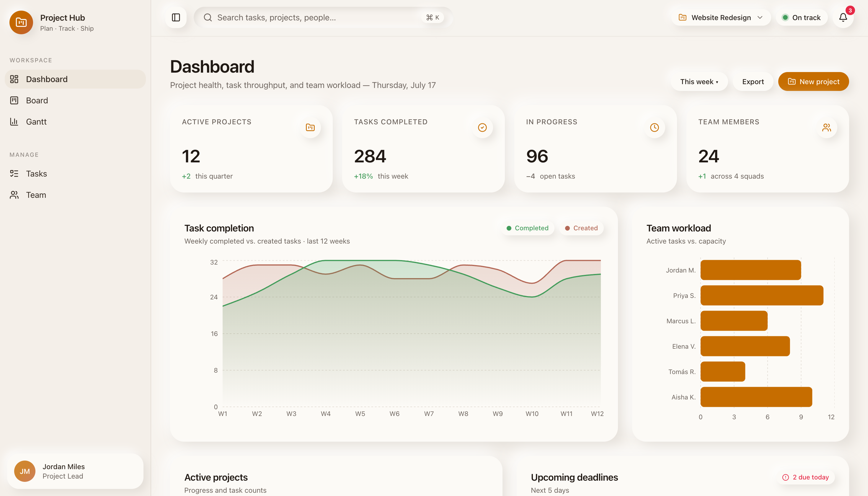 Project & Task Management — UI screenshot
