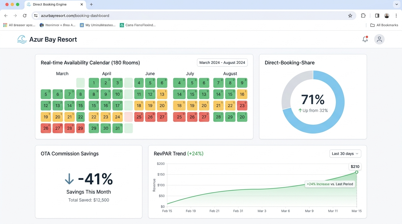 Azur Bay Resort — Azur Bay Resort cut OTA commissions 41% and lifted RevPAR 24% with a direct booking engine