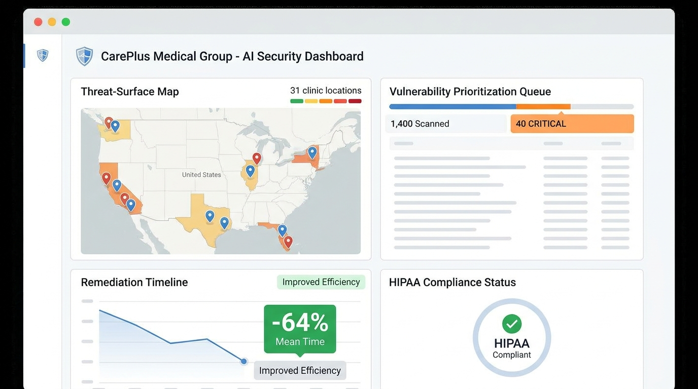 CarePlus Medical Group — CarePlus Medical Group avoided a $2.6M breach and cut cyber insurance premiums 23% with AI security posture management