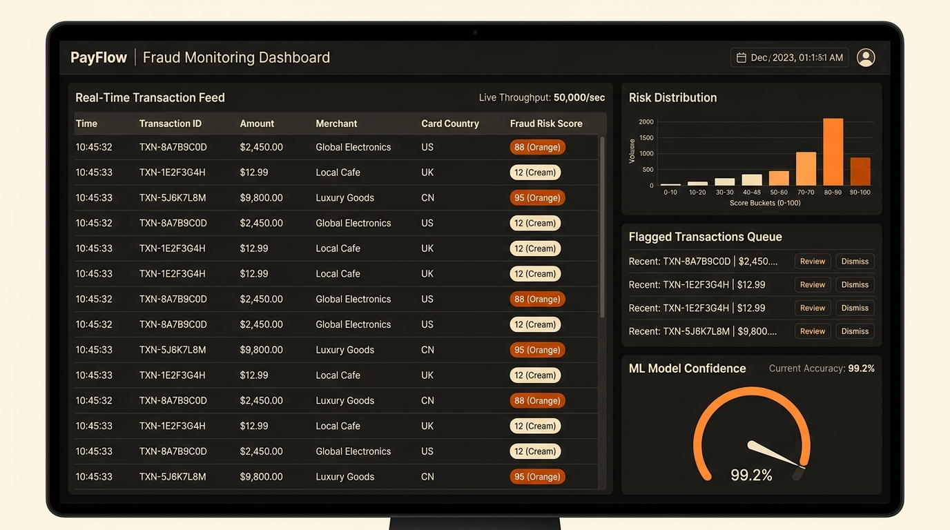 PayFlow — PayFlow scaled to 50K transactions/sec with 99.2% fraud detection accuracy